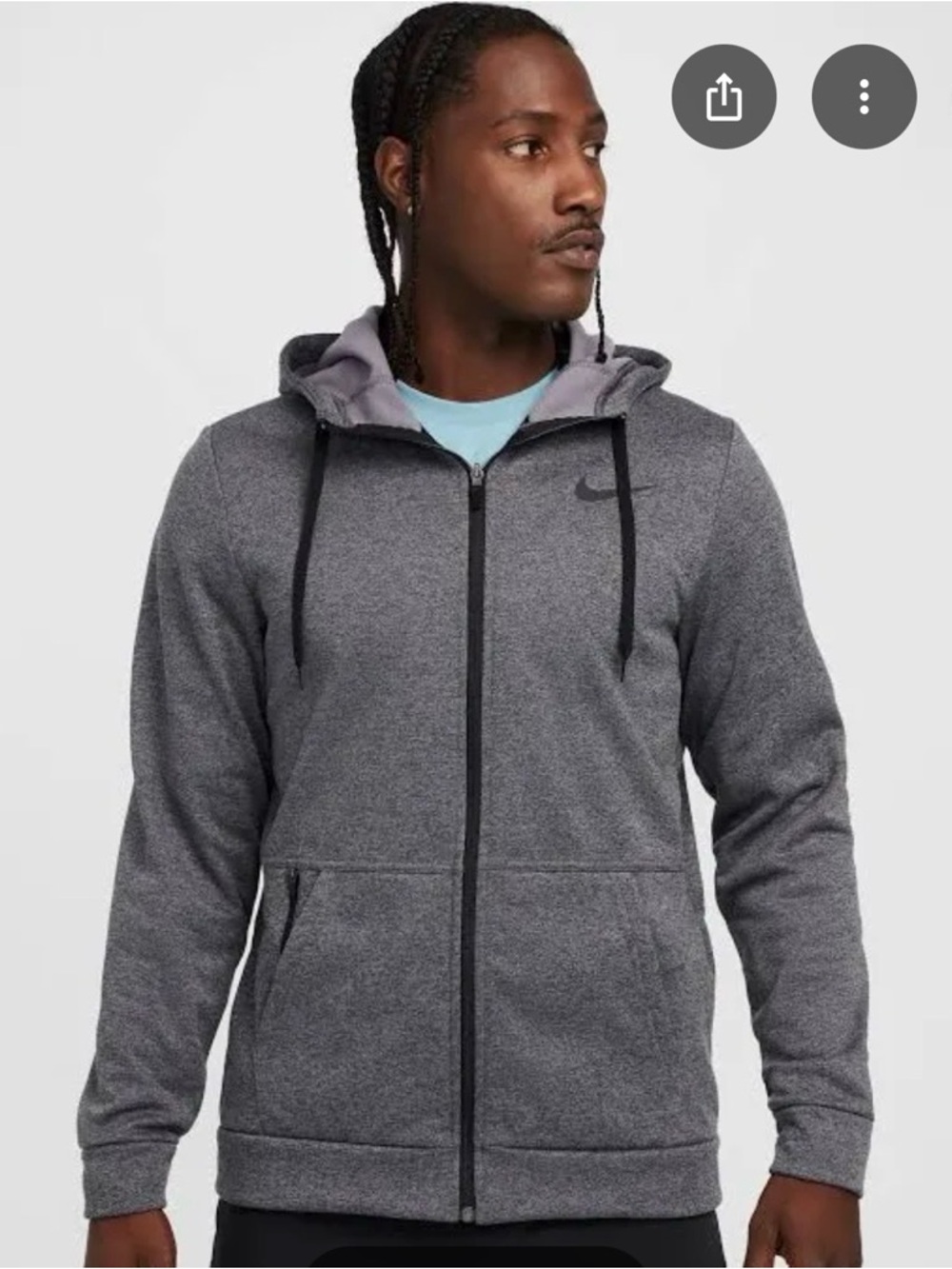 Nike Men’s Grey Full-Zip Performance Hoodie Jacket